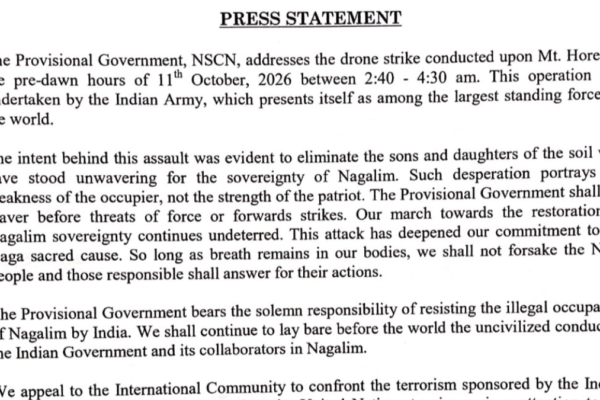 Press statement from the NSCN/GPRN Eastern Flank provisional government on the alleged Mt Horeb drone strike, dated Oct. 24, 2026