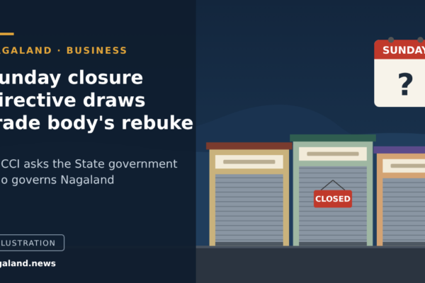 Illustration of shuttered shop fronts with a closed sign and a Sunday calendar, representing the FRGN directive on Sunday closures