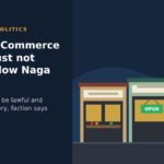 Illustration of open shops in Nagaland beside an NSCN-K statement on commerce restrictions